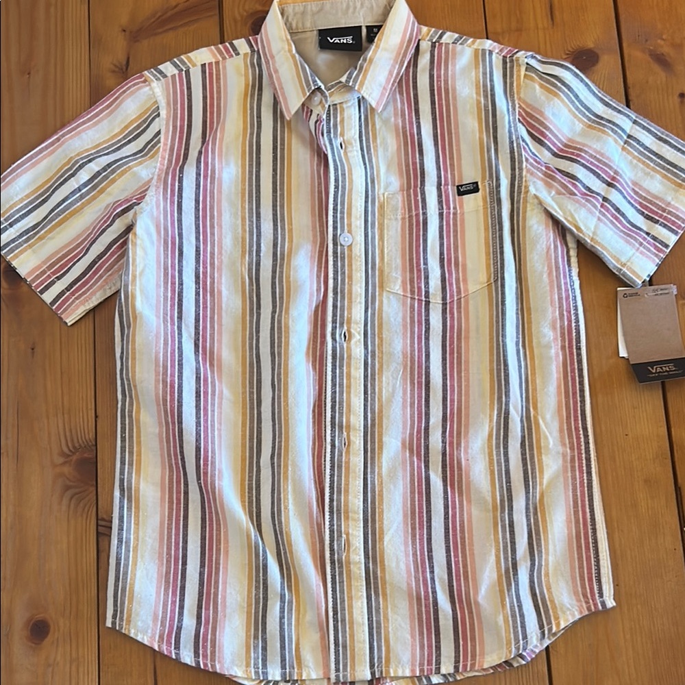 Vans Red and Yellow Casual Button Down Shirt